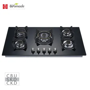 Kính Cường Lực Rộng 3 Gas Burner Được Xây Dựng Trong Hob Với Chảo Nặng Hỗ Trợ Trên Bếp