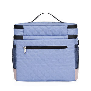 Sac isotherme double paroi en tissu composite color-block, imperméable, à motif losanges, avec fermeture éclair, portable, personnalisable OEM/ODM - Product Image 2
