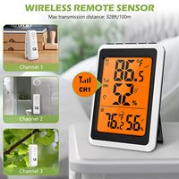 Digitale thermometer Huishoudelijke kunststof draadloze hygrometer 3 externe sensoren Binnen- en buitentemperatuur-vochtigheidsmeter Max Min