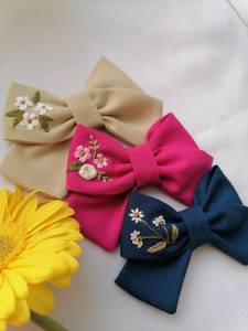 Pajarita Pre-Atada de Algodón Bordada con Diseño Floral <span class=keywords><strong>Personalizado</strong></span>, Duradera y Ecológica, Regalo de <span class=keywords><strong>Boda</strong></span> para Niña - Product Image 1
