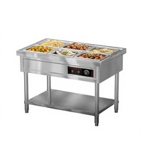 Table de cantine rapide commerciale isotherme en acier inoxydable avec chauffage électrique, conception double couche, couleur argent, pour utilisation en voiture