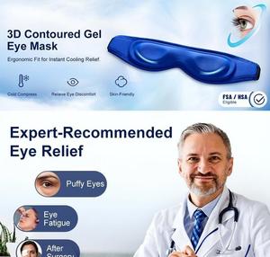Mascarilla de Gel 3D <span class=keywords><strong>para</strong></span> Terapia Ocular al por Mayor - Dimensiones: Compra a Granel, Mascarilla de Sueño con Sensación de Seda Azul <span class=keywords><strong>para</strong></span> Spa, Hotel, Viajes, Regalo Promocional - Product Image 5