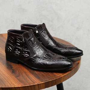 Zapatos de Cuero Casuales de Negocios Británicos con Relieve Brook, Suelas Gruesas Brillantes, Hechos a Mano con Acabado Pintado, para Hombre, Otoño, Estampado de Leopardo - Product Image 3