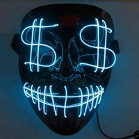 Masque LED lumineux en PVC, motif dollar américain, pour Halloween, carnaval, scène d'horreur, performance d'ambiance, produit transfrontalier très vendu