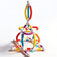 66 Piezas de Bloques de Construcción Magnéticos Telescópicos de Plástico, Juguetes Educativos STEM, Kit de Construcción Creativa para Niños de 3+ Años, Niños y Niñas