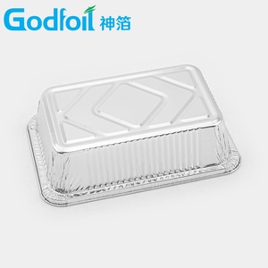 Barquette en aluminium de 2,25 lb (8,5x6 pouces) rectangulaire jetable pour la livraison de repas à emporter, plateau alimentaire argenté de 30 oz - Product Image 3