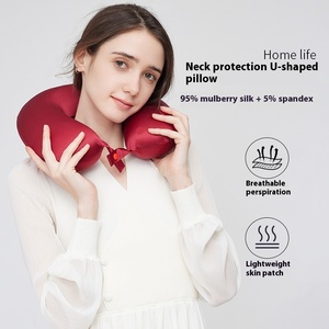 100% Mulberry Silk Neck <strong>U</strong> <strong>Pillow</strong> 19mm Comfortable Soft Memory Foam Portable Travel Nap <strong>Pillow</strong> Custom Cooling Outdoor Use Logo - Product Image 2