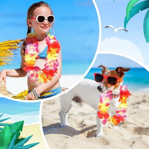 Collier de fleurs lumineuses LED tendance avec lumières LED, colliers de fleurs Luau pour mariage, fournitures de fête sur le thème tropical - Product Image 4