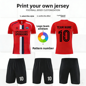 New Design Polyester Camisetas De Futbol Top Quality Blue Football Jersey Breathable Custom Soccer Uniform - Product Image 1