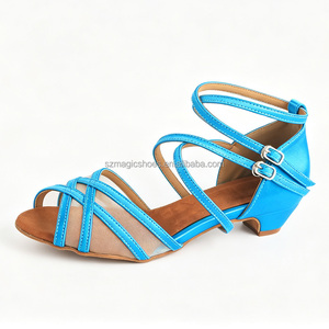 Nouvelles chaussures de danse à semelle souple bleu <span class=keywords><strong>aqua</strong></span>, chaussures de danse latine pour femmes, chaussures à talon bas pour filles, chaussures de salsa pour soirées, sandales d'intérieur pour femmes - Product Image 1
