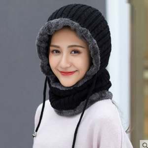 Soft Thick Wool Plush Unisex Winter Ski Hat & Scarf Set with Ear Neck Protection Outdoor Knitted <b>Beanie</b> Cap - Product Image 5