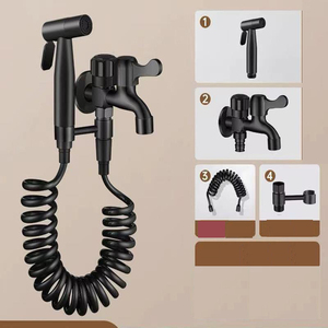 Ensemble de pistolets de pulvérisation à air pressurisé en acier inoxydable 304, <span class=keywords><strong>robinet</strong></span> à double commande, <span class=keywords><strong>tuyau</strong></span> rétractable de 3 m pour salle de bain, balcon, buanderie - Product Image 2