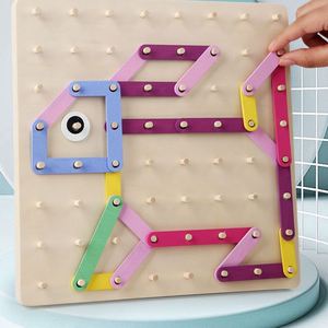 2 in 1 Double-Sided Pattern Cards Wooden Geoboard Letter Number Construction <b>Puzzle</b> Board - Product Image 3