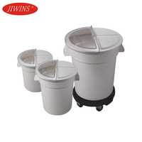 Conteneur de stockage alimentaire rond de 10 gallons, bac à ingrédients en PE, ustensiles de cuisine, baril en plastique pour restaurant avec couvercle
