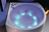 Baignoire de massage hydrosexuelle moderne haut de gamme, commande informatique pour jacuzzi, 16 jets, acrylique, autoportante, cascade intérieure