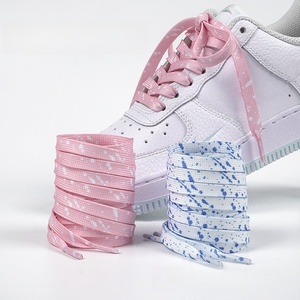 Lacets de chaussures en polyester imprimés Splash-Ink, lacets plats de 8 mm pour baskets - Style artistique coloré, élastiques personnalisés, vente en gros en vrac - Product Image 4