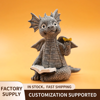 Figurine de dragon en résine peinte à la main, statue pour fenêtre, 15,4 cm, décoration de maison et de jardin, ornement fantastique nordique