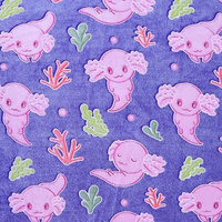 Couverture polaire jacquard tricotée écologique toutes saisons ultra douce brossée 100 % polyester rose traditionnel motif Salamandre Axolotl qui brille dans le noir