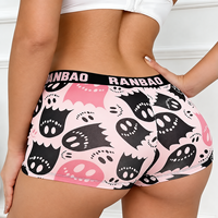 Shorty femme personnalisé Y2K avec imprimé fantôme de dessin animé, taille mi-haute, extensible, avec lettres et taille élastique, nouveauté