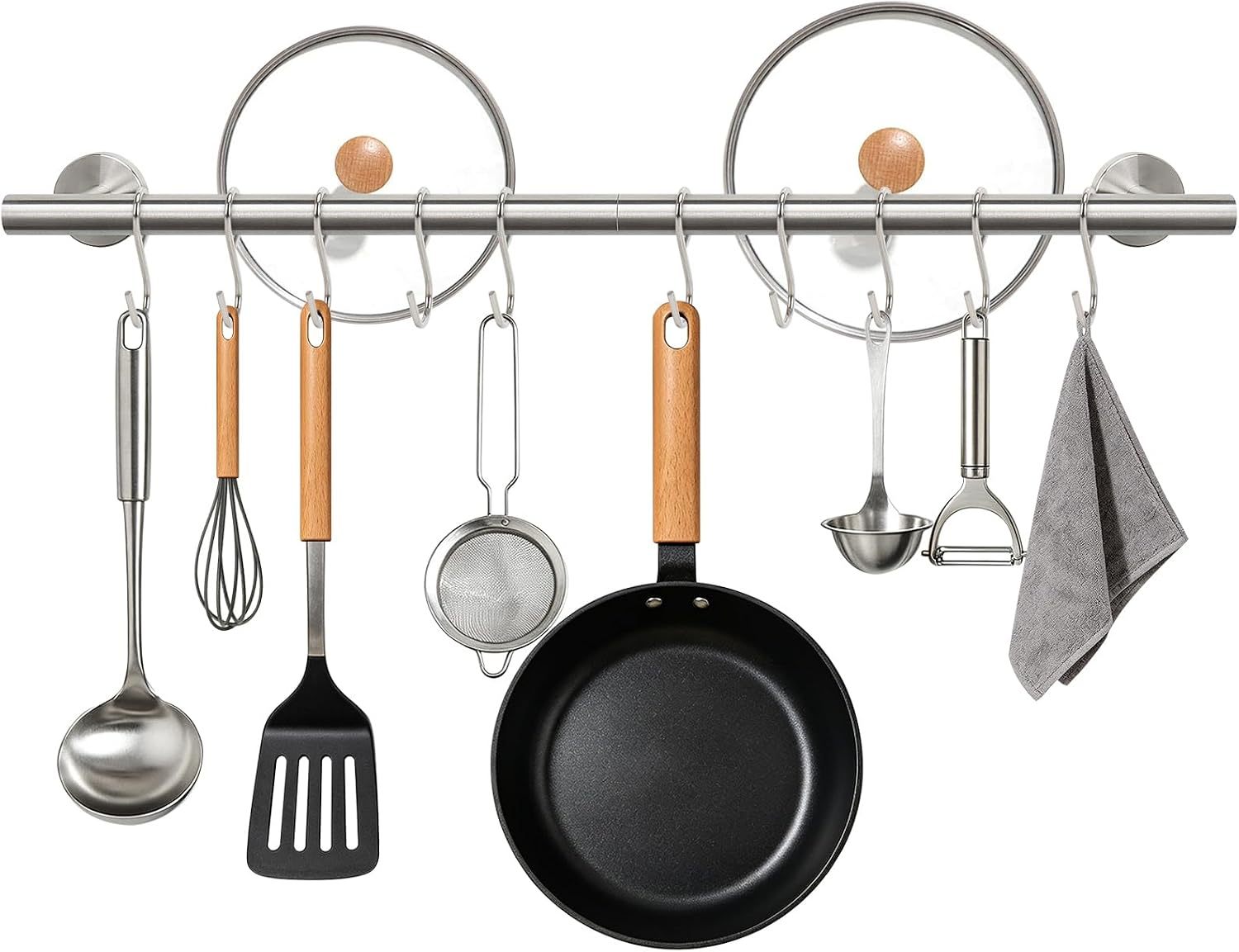 Acero inoxidable 304 - Barra individual de 70 cm - 12 ganchos