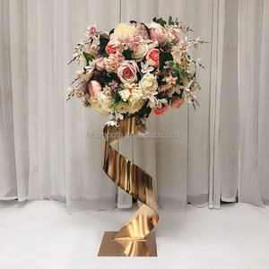 Support floral en métal en spirale lisse, doré/noir/blanc, socle de présentation florale, centre de table pour décoration de fête - Product Image 3