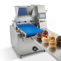 Machine de production de cupcakes pour boulangerie commerciale, ligne de production de gâteaux avec injection de chocolat et remplissage, pour ingrédients à base d'eau