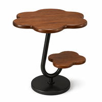 Table d'appoint moderne en forme de fleur avec étagère de rangement, structure métallique, table d'appoint pour canapé, salon, chambre à coucher