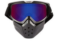 Masque de motocross OEM avec protection UV400, anti-buée, sangles en silicone, design à bordure complète bleu/orange, compatible avec les casques de moto