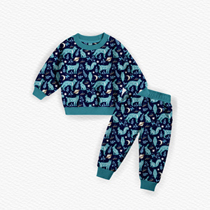 Pyjama bébé en viscose de bambou 95% et élasthanne 5%, 2 pièces, vente en gros, personnalisé, motif occidental, ensemble de pyjamas pour enfants en bambou - Product Image 4