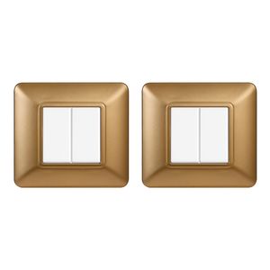 Placca interruttore a parete Gloca 2P in plastica dorata a 2 pulsanti, resistente per Matix - Product Image 1