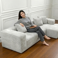 Canapé modulaire en velours côtelé, rembourré en tissu, avec ressorts compressés, pour salon