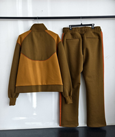 Conjunto de chándal para hombre con bloques de color, chaqueta con cuello alto y cremallera completa, pantalones acampanados, transpirable, estilo urbano vintage, OEM personalizado, venta al por mayor