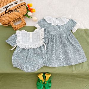 Baju Musim Panas Bayi Baru Lahir Pakaian Bayi Perempuan Motif Bunga Romper Lengan Pendek Set Pakaian Bayi - Product Image 3