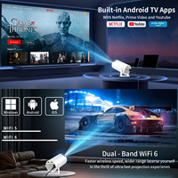 4K Full HD 1080P 180 °   Mini-projecteur rotatif avec WiFi6 double bande 2.4/5G pour Android OS 11.0 et Bluetooth 5.0, correction automatique de la distorsion trapézoïdale