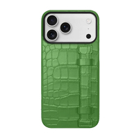 Étui de luxe en cuir véritable d'alligator/crocodile exotique de qualité supérieure pour iPhone 18 17 Pro avec dragonne