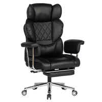 Chaise de bureau pivotante à dossier haut avec coussin de dossier matelassé en losanges, base électroplaquée et repose-pieds extensible