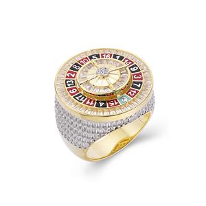 Tendy élégant rappeur bijoux laiton cuivre 5A diamant entièrement glacé argent hommes cubique zircone anneaux - Product Image 1