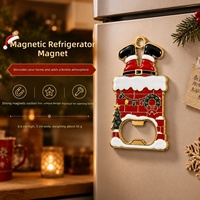 Décapsuleur magnétique de Noël personnalisé pour réfrigérateur, en alliage de zinc, design créatif Père Noël, multifonctionnel, cadeau festif, pendentif