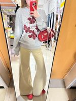 Jeans pour femmes de style streetwear, personnalisés en usine, à jambe large, couleur unie, coupe ample, respirants, taille basse, couleur kaki, grandes tailles