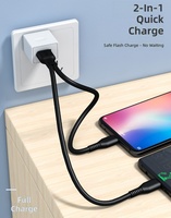 Câble USB C Type C 2 en 1 pour téléphone portable, câble de charge rapide 3A pour iPhone, Samsung, Xiaomi, Android, cordon de charge