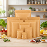 Sachet refermable personnalisé en papier kraft, pochette plate à fermeture éclair pour emballage alimentaire