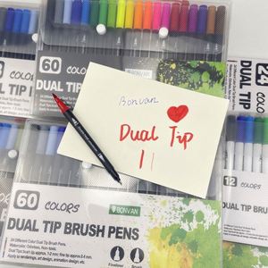Juego de Rotuladores de Doble Punta Flexibles, Marcadores de Acuarela, 24-100 Colores, Logotipo Personalizado, Delineadores Finos de 0.4 mm, Escritura de Doble Cara - Product Image 3