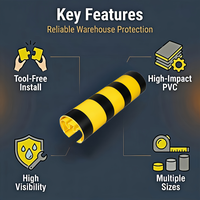 Manchon de protection anti-collision en PVC pour poteau de rayonnage, protecteur robuste pour rayonnage d'entrepôt, diamètre 120 mm, jaune