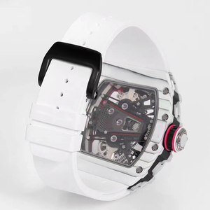 Nouvelle Montre Mécanique Squelette Style RM 2025 pour Homme, Boîtier Blanc, Accents Roses Fluorescents, Mouvement Creux, Montre-Bracelet de Luxe Sportive - Product Image 6