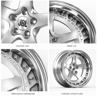 Jantes forgées deux pièces 18-26 pouces, argent brossé, 5 branches, rebord gravé riveté, en alliage d'aluminium pour tuning de berlines et coupes sportives rétro