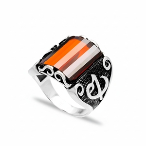Oval Garnet Stone Tugra Design Ottoman <b>Men's</b> <b>Ring</b> Turkish Handmade Wholesale Authentic Silver <b>Men</b> <b>Ring</b> - Product Image 2