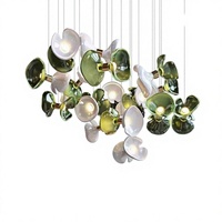 Lustre LED en verre à pétales pour salon, restaurant, villa, hôtel, style simple et luxueux, créatif, double usage, pour escalier duplex