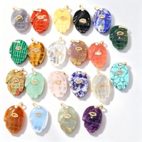 Pendentif en pierre naturelle pour la fabrication de bijoux : Œil de tigre, Agate, Obsidienne, Améthyste, Quartz rose, Pendentif œil porte-bonheur sculpté, Vente en gros