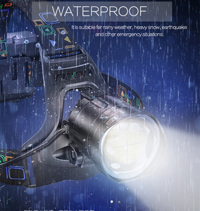 Đèn pin đầu P100 siêu sáng, chống nước, an toàn, sử dụng pin 18650, đèn pin sạc USB, có thể điều chỉnh độ zoom - Product Image 5