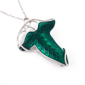 Accessoires de mode pour <span class=keywords><strong>le</strong></span> cinéma et la télévision, style européen et américain, thème Seigneur <span class=keywords><strong>des</strong></span> <span class=keywords><strong>Anneaux</strong></span>, comprenant : Broche feuille d'elfe, Collier, Chaîne de liaison et Ensemble de boucles d'oreilles double usage - Product Image 2